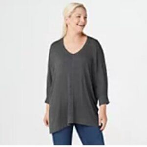 Laurie Felt Los Angeles Oversized Scoop Neck Sweater | 1X | Cozy Relaxed Fit